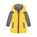 Yellow Zippered Anorak with Hood and Side Pockets as Womenswear Vector Illustration