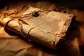 Yellowed Old parchment paper. Generate ai Royalty Free Stock Photo