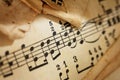 Yellowed sheet of music Royalty Free Stock Photo