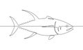 Yellowfin Tuna Fish Continuous Line Vector Graphic Royalty Free Stock Photo