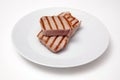 Yellowfin tuna fish steaks isolated on a white background