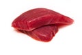 Yellowfin tuna fish steaks isolated on a white background Royalty Free Stock Photo