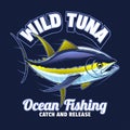 Yellowfin Tuna Fish Vintage Colored Shirt Design Royalty Free Stock Photo