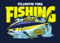 Yellowfin Tuna Fish Vintage Colored T-Shirt Design Illustration Royalty Free Stock Photo