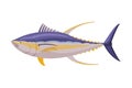 Yellowfin tuna Fresh Aquatic Sea Fish Species Cartoon Vector Illustration Royalty Free Stock Photo