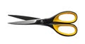 Yellowhandled scissors with black blades isolated on a white background Royalty Free Stock Photo