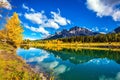 Yellowing aspens and the lake Royalty Free Stock Photo