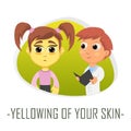 Yellowing of your skin medical concept. Vector illustration.