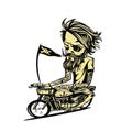 Yellowish bike rider vector illustration.