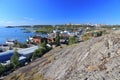 Yellowknife Old Town and Modern Highrise Buildings at North Arm of Great Slave Lake from the Rock, Northwest Territories, Canada Royalty Free Stock Photo