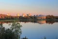Yellowknife Skyline with Territorial Assembly Building reflected in Frame Lake in Evening Light, Northwest Territories, Canada