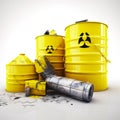 Yellows: 3D rendering Yellows radioactive barrels on white background Royalty Free Stock Photo