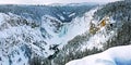 Yellowstone Falls River Grand Canyon in Winter in Yellowstone National Park, Wyoming Montana. Northwest. Royalty Free Stock Photo