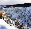 Yellowstone Falls River Grand Canyon in Winter in Yellowstone National Park, Wyoming Montana. Northwest. Royalty Free Stock Photo