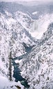 Yellowstone Falls River Grand Canyon in Winter in Yellowstone National Park, Wyoming Montana. Northwest. Royalty Free Stock Photo