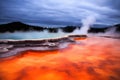 Yellowstone Grand Prismatic Spring in Yellowstone National Park, Wyoming, USA, Water boiling in Champagne Pool - Wai-O-Tapu, New