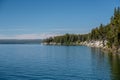 Yellowstone Lake with forest landscape Royalty Free Stock Photo