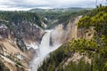 Yellowstone Lower Falls seen from one of the viewpoints in the area Royalty Free Stock Photo