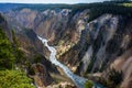 Yellowstone mountain waterfall river landscape, Wyoming USA