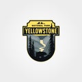 Yellowstone national park logo patch vector emblem illustration design, travel badge design Royalty Free Stock Photo