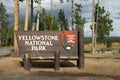Yellowstone National Park entrance sign Royalty Free Stock Photo