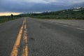 Yellowstone national park street route at sunset Royalty Free Stock Photo