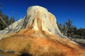 Yellowstone National Park, Orange Mound Spring in Evening Light at Upper Terrace of Mammoth Hot Springs, Wyoming, USA Royalty Free Stock Photo