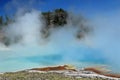 Yellowstone National Park, Midway Geyser Basin, Steam Rising from Ice Blue Waters of Excelsior Geyser, Wyoming, USA