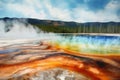 Yellowstone park hot rainbow colored springs. Generate ai