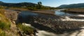 Yellowstone Park Wyoming soda butte creek  at night under full moon Royalty Free Stock Photo