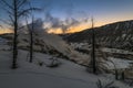 Yellowstone Winter Landscape at Sunset Royalty Free Stock Photo