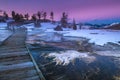 Yellowstone Winter Landscape at Sunset Royalty Free Stock Photo