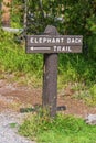 YELLOWSTONE, WY - SEPTEMBER 9: Sign for Elephant Back trail in Yellowstone, WY on September 9, 2017.