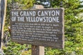 YELLOWSTONE, WY - SEPTEMBER 9: Sign for Grand Canyon in Yellowstone, WY on September 9, 2017. Royalty Free Stock Photo