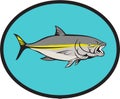 Yellowtail Kingfish Oval Cartoon