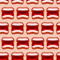 Yells lips seamless pattern. cry background. aggressive emotion