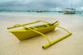 Colorful traveling boat in the sea with clouds and blue sky at Boracay Island, Philippines. For nature background