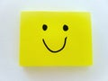 Happy expression. Simple yellow note