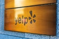 Yelp sign and logo at headquarters