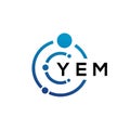 YEM letter technology logo design on white background. YEM creative initials letter IT logo concept. YEM letter design