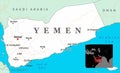 Yemen Country Map with Major Cities, Borders, and Coastal Features Royalty Free Stock Photo