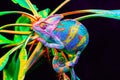 Yemen chameleon isolated on black background Royalty Free Stock Photo