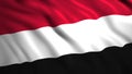 Yemen flag in slow motion animation waving in the wind, realistic background. Motion. Red, white, and black flag cloth