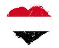 Yemen flag in stroke brush heart shape on white background Royalty Free Stock Photo