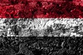 Yemen grunge rusted metal texture flag, rust metal background
