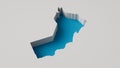 Yemen Map 3d illustration. 3d inner extrude map Sea Depth with inner shadow.