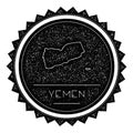 Yemen Map Label with Retro Vintage Styled Design.