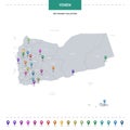 Yemen map with location pointer marks. Royalty Free Stock Photo