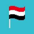 Yemen Pixel flag. Pixelated banner Yemeni. political bit icon. V