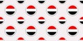 Yemen round flag seamless pattern. Yemeni background. Vector circle icons. Geometric symbols. Texture for sports pages, competitio
